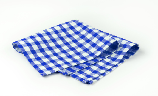 Blue and white napkin