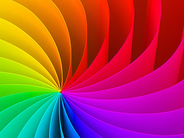 abstrakte windung muster mit regenbogen farben spektrum - colors paper color image multi colored stock-fotos und bilder