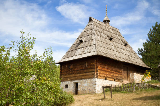 deposit for stacks of hay in rural Romania, traditional village working