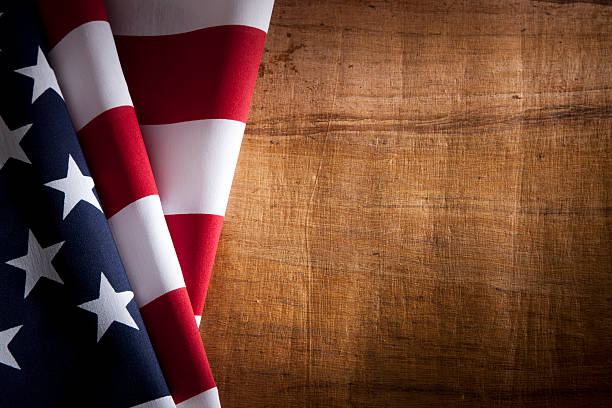 USA American Flag with Wood Texture Copyspace