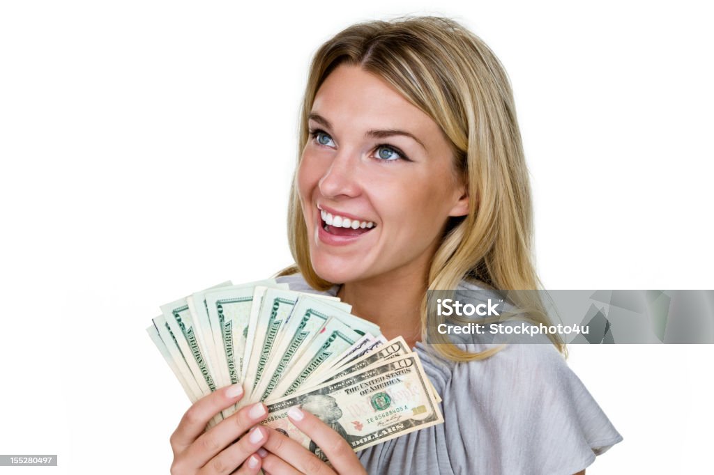 Donna con cassa - Foto stock royalty-free di 20-24 anni