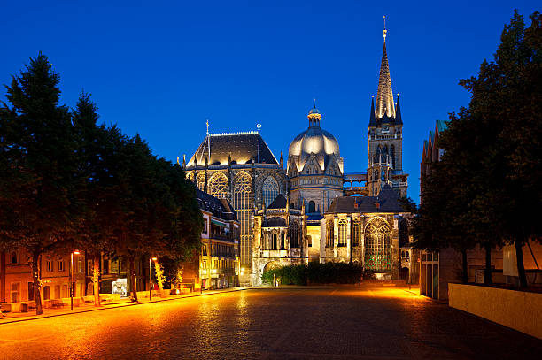 Aachen Cathedral At Night stock photo
