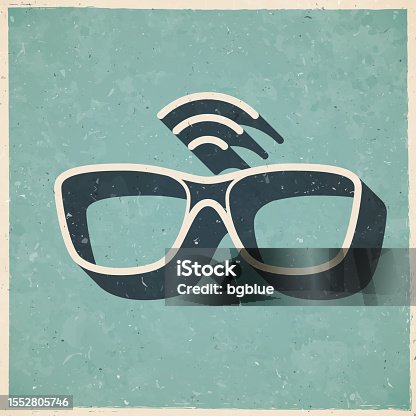 istock Smart glasses. Icon in retro vintage style - Old textured paper 1552805746