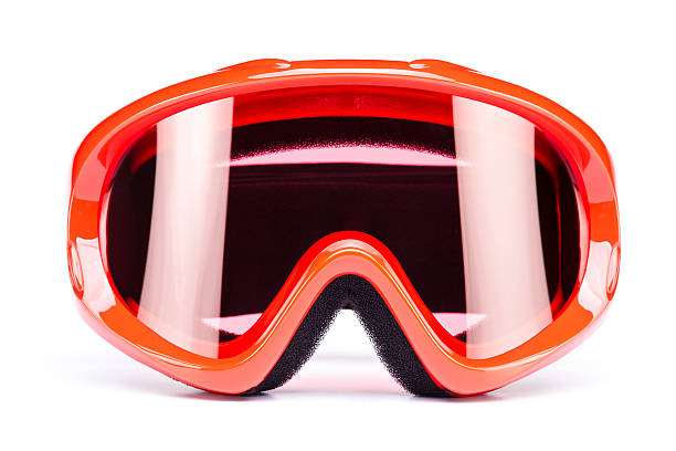 gafas de esquí, aislado sobre fondo blanco - snow gear fotografías e imágenes de stock