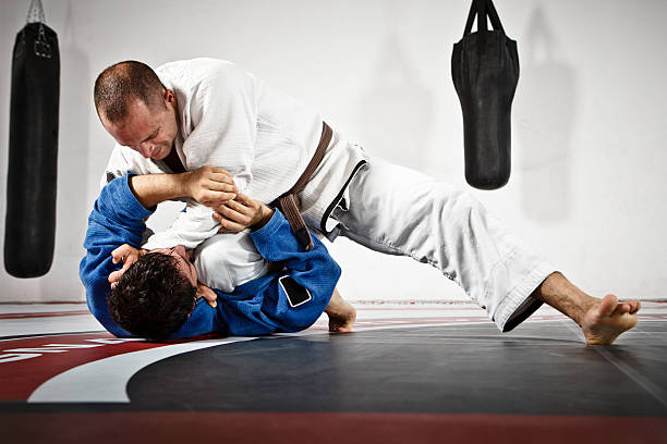 Two Men in Jiu-Jitsu training  brazilian jiu jitsu photos stock pictures, royalty-free photos & images