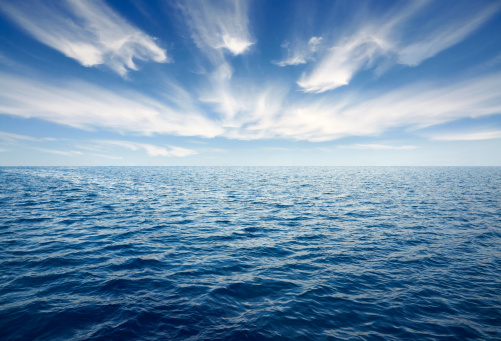 Deep blue ocean with beautiful sky.