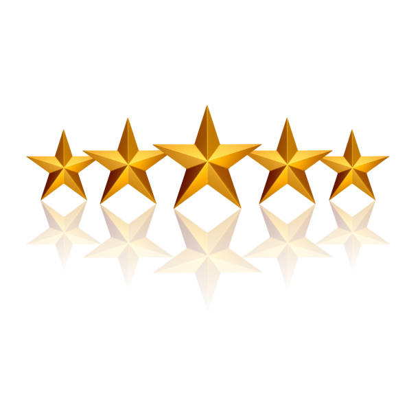 cinque stelle - first class star shape rank gold foto e immagini stock