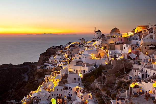 istock Oía Windmills At Dusk, Santorini 155282757