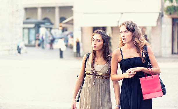 istock Girls have fun while are shopping in the city 155282993
