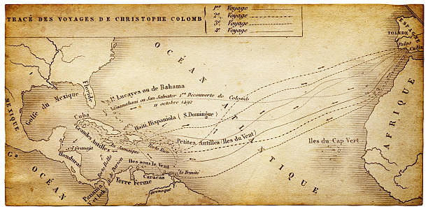 redde Blive skør Indskrive Map Of Columbus Trips Stock Illustration - Download Image Now - Christopher  Columbus - Explorer, Map, Antique - iStock