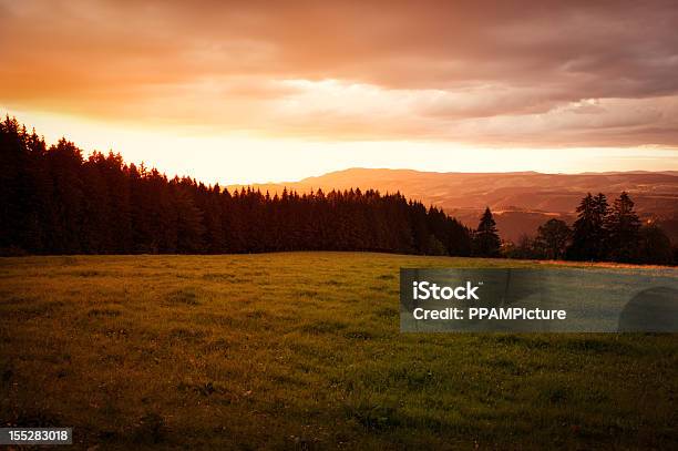 Sunset Stock Photo - Download Image Now - Meadow, Sunset, Agricultural Field