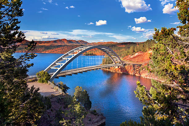 Cart Creek Bridge at Flaming Gorge National Recreation Area stock photo