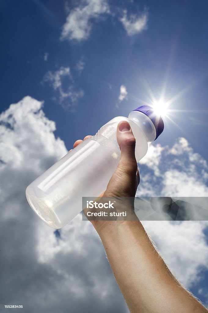 water bottle  Arms Raised Stock Photo