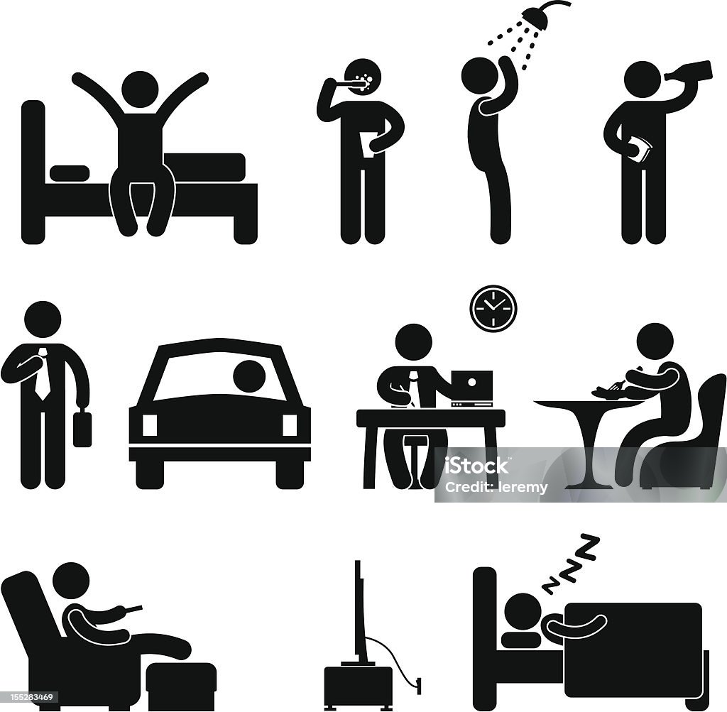 Pictogram de pessoas rotina diária homem - Vetor de Comer royalty-free