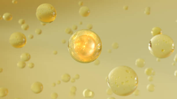 istock 3D cosmetic rendering Bubbles of serum on a blurry background. 1552835942