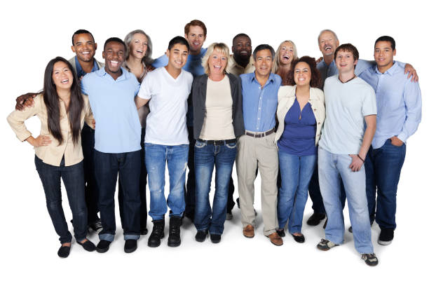 istock Happy diverse group of adults on white background 155283709