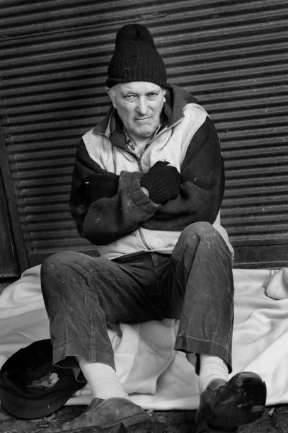 istock Angry homeless man on blanket 155283772