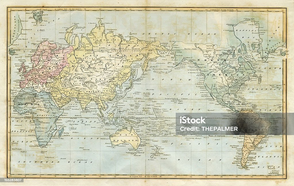지도 세계 1823 - 로열티 프리 세계지도 스톡 일러스트