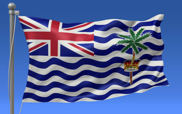 British Indian Ocean Territory flag waving on the flagpole on a sky background
