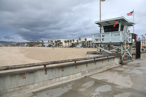 Lifeguard hut at Venice Beach-Los Angeles, California, USA