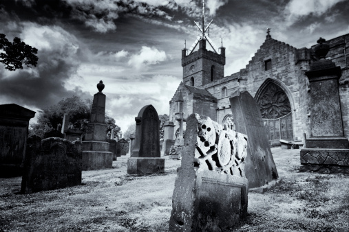Gravestone With Skull And Crossbones