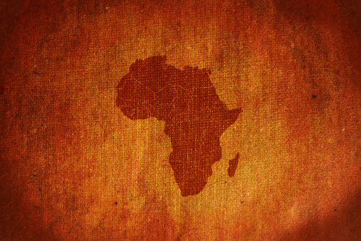 Grunge Africa map canvas