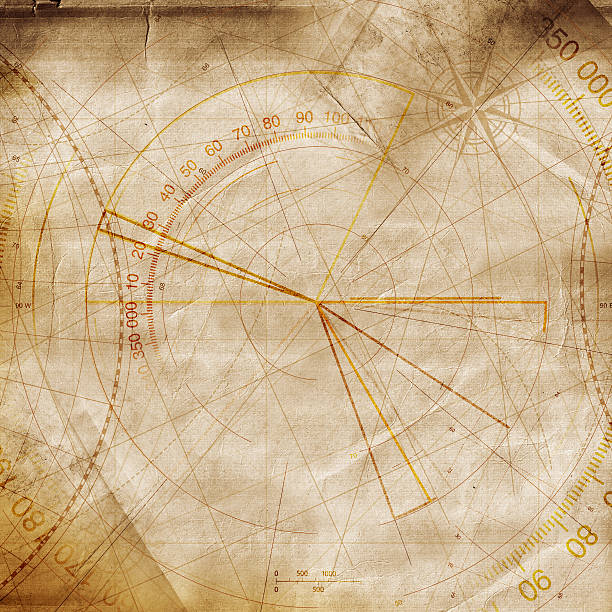 leere karte - direction drawing compass map work tool stock-fotos und bilder