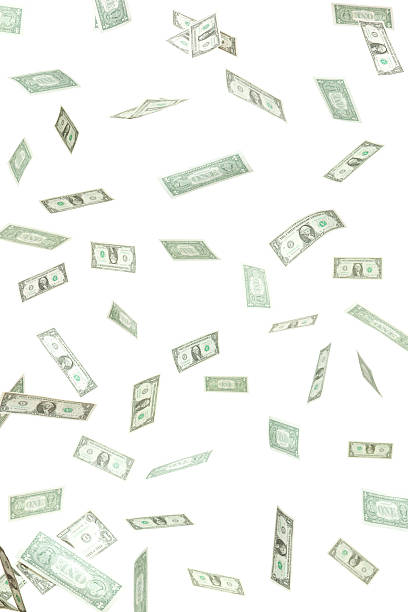 Dollar Money Confetti Falling Isolated on White