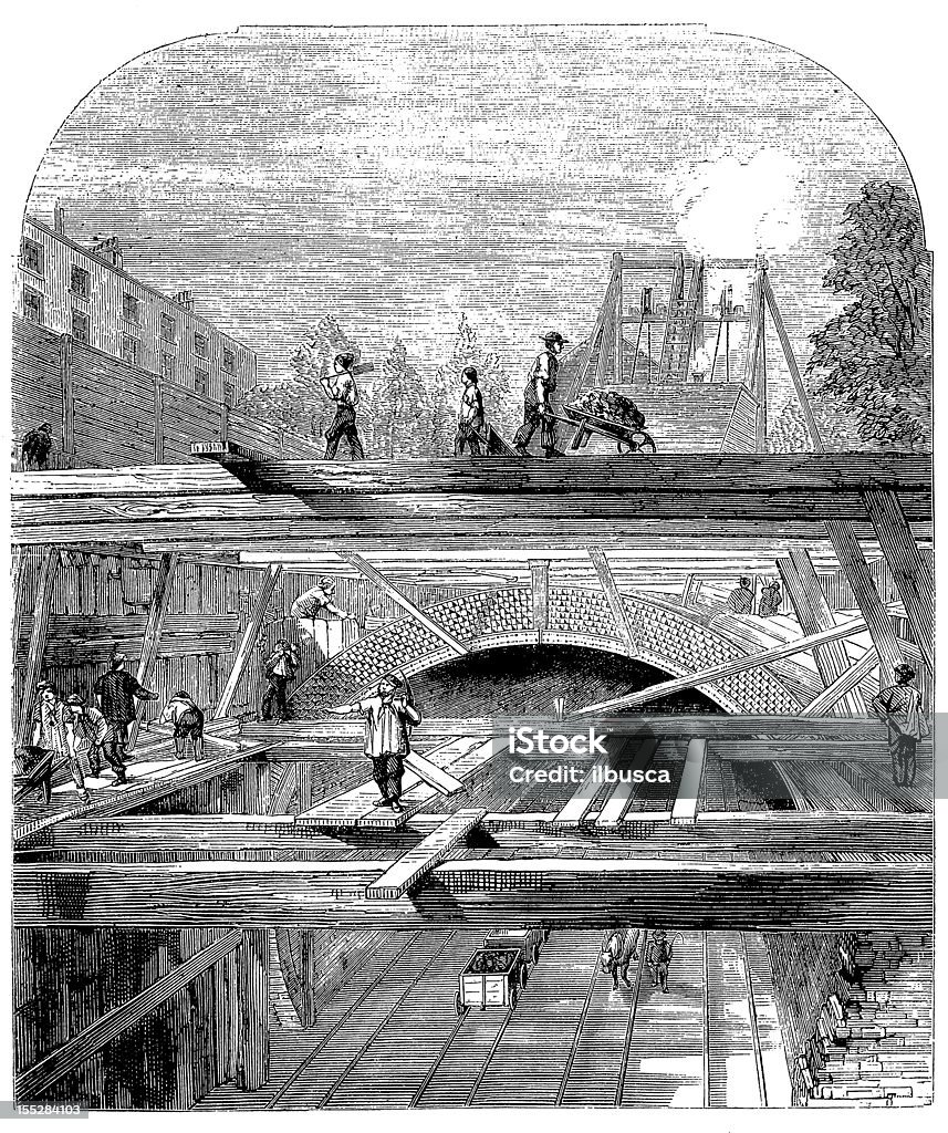 Здание Лондонская подземка - Стоковые иллюстрации Чёрно-белый роялти-фри