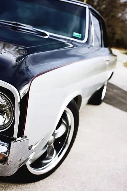 Vintage Oldsmobile classic automobile FRS fender and wheel  detail