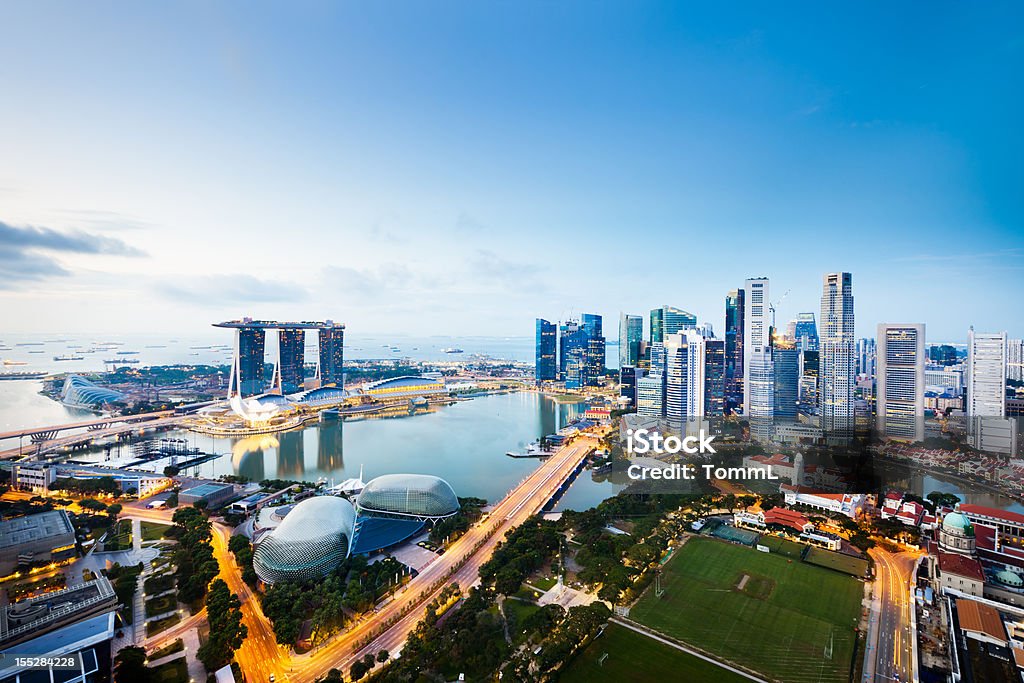 Central Business District, Singapore City The Central Business District in Singapore City at twilight. Singapore City Stock Photo