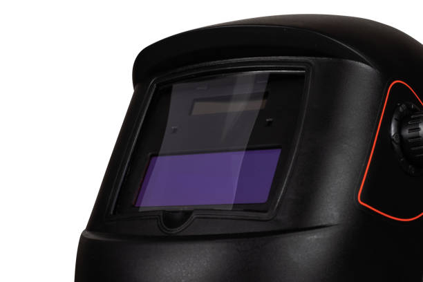 istock Modern welding helmet isolated on white background. Welder mask. 1552845634