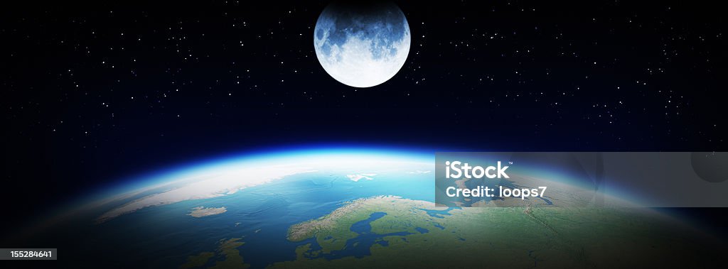 지구별 및 상현달 - 로열티 프리 달-하늘 스톡 사진