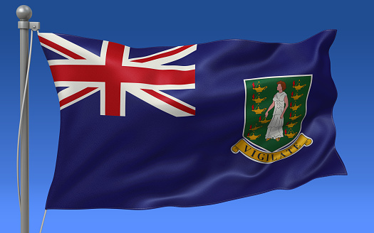 Virgin Islands UK flag waving on the flagpole on a sky background