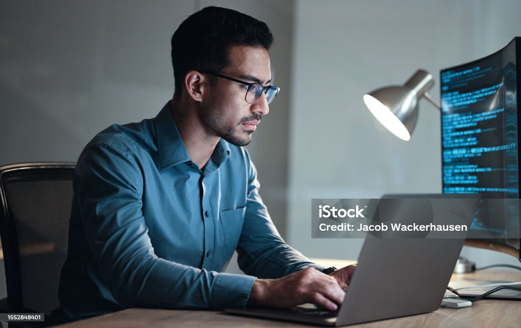 Laptop Screen And Business Man For Coding Software Development And ...