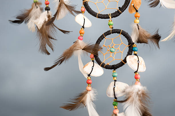 istock Detail of a dreamcatcher against dramatic grey  sky. 155284884