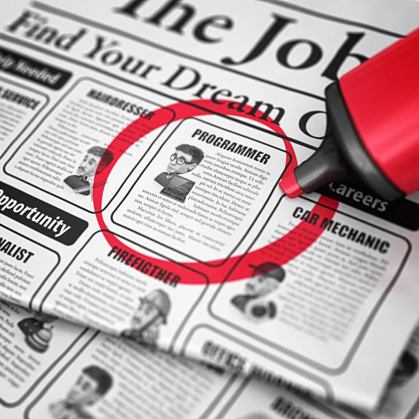 job-suche - classified ad newspaper advertisement job stock-fotos und bilder