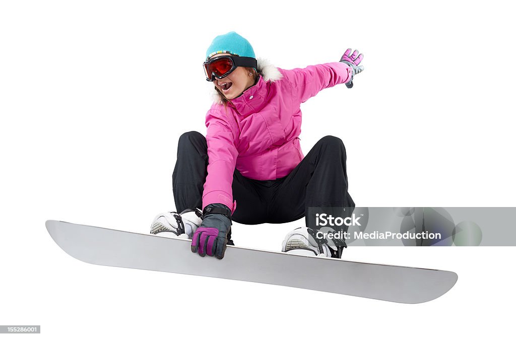 Snowboard Menina com um Traçado de Recorte - Royalty-free Esqui - Esqui e snowboard Foto de stock