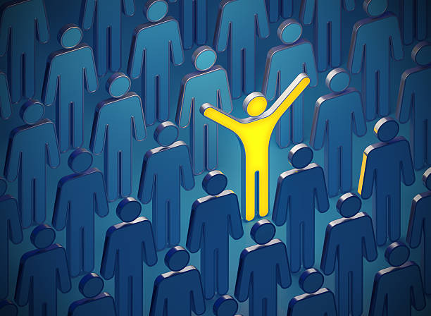 istock Glowing 3D man in the dark crowd of people 155286133