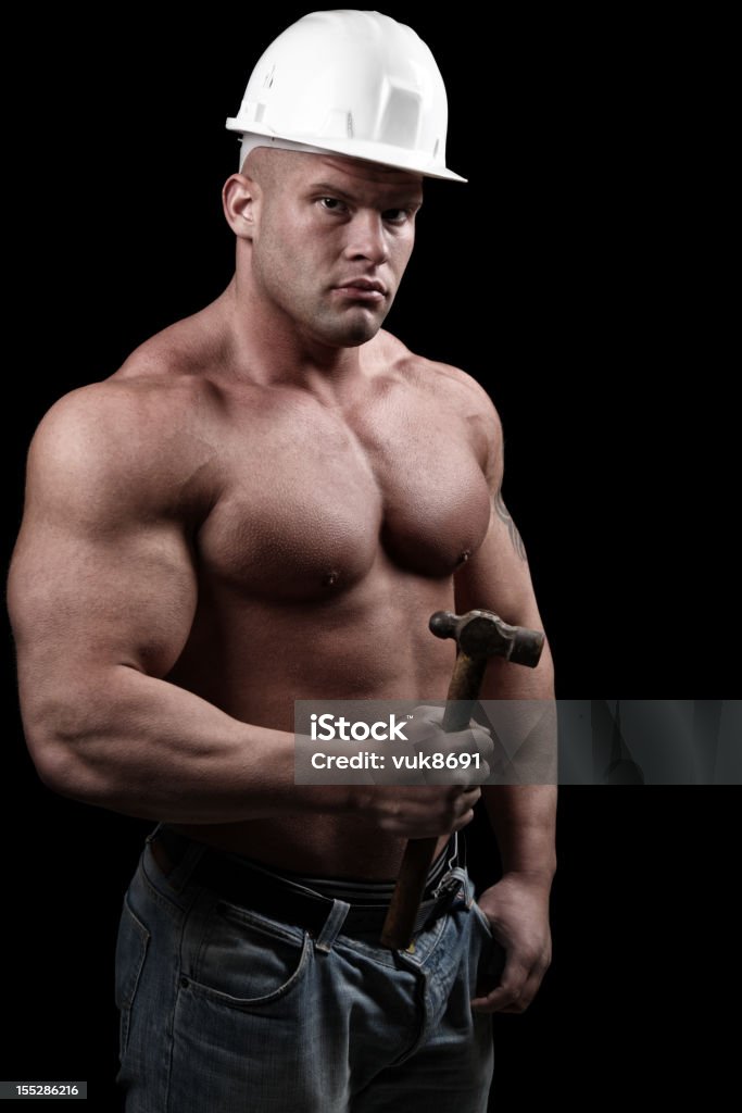 Strong Construction Engineer Powerful Construction Worker Stock Photo - Download Image Now - Plumber ...