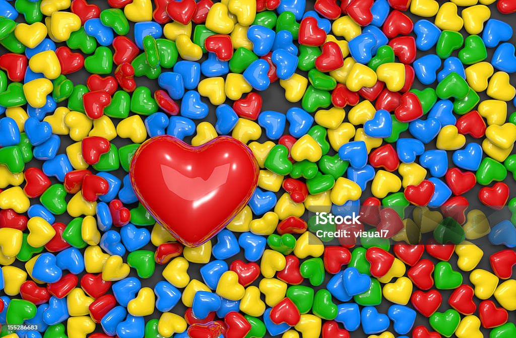 Valentine Dzień, wielkie czerwone serce na kolorowym tle - Zbiór zdjęć royalty-free (Aranżacja)