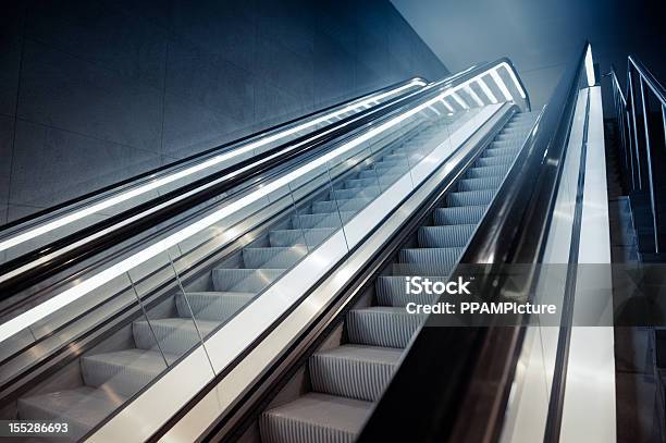 Escalator In Building Stock Photo - Download Image Now - At The Bottom Of, Berlin, Blurred Motion