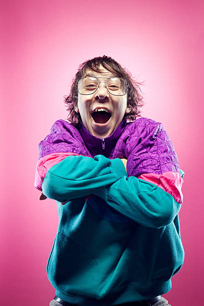 istock Cheerful Eighties Nerd Kid on Pink 155287115