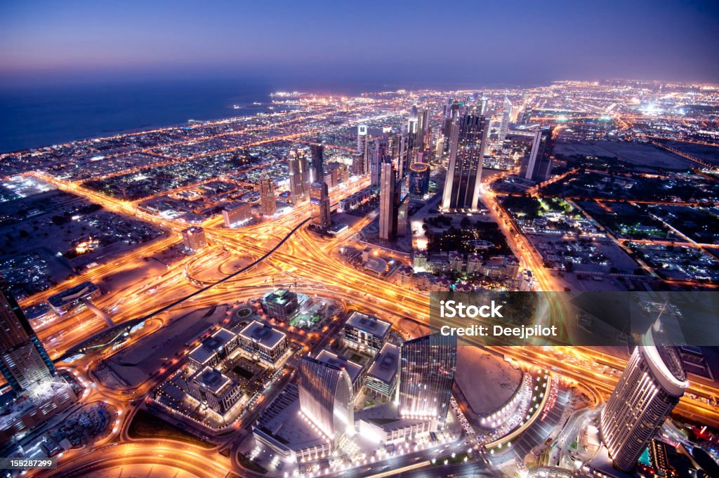 Vista aérea do horizonte da cidade de Dubai, Emirados Árabes Unidos - Royalty-free Dubai Foto de stock