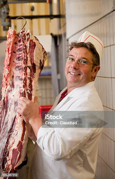 Butcher With Meat Stock Photo - Download Image Now - Butcher, 30-39 Years, 40-44 Years