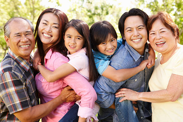 istock Portrait multi-generation Asian family in park 155287318