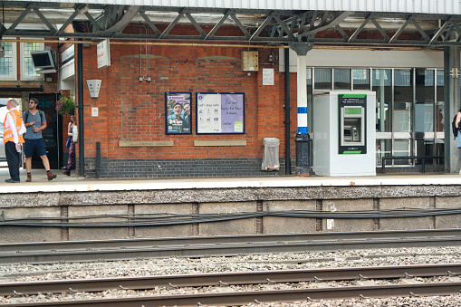 Beautiful Low Angle View of Railway Station Platform of Hitchen Town of England UK, Image Was Captured on June 18th, 2023