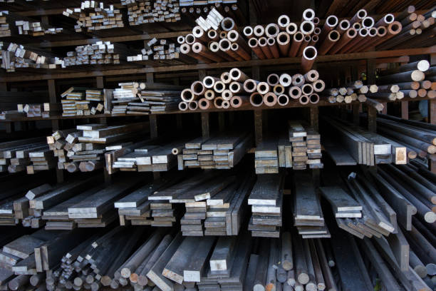 Metal materials on shelves