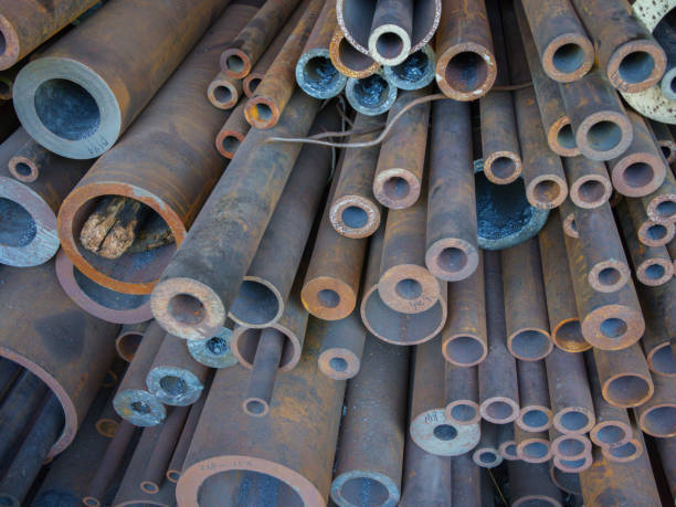 istock Steel pipes on shelves 1552884721