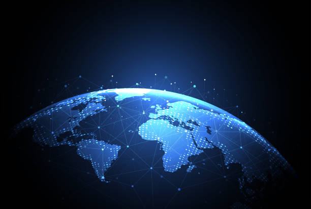 istock Global network connection. World map point and line composition concept of global business. Vector Illustration 1552890211